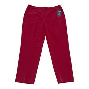 Zac & Rachel Bond 18 Garnet Red Ruffle Detail Slim Ankle Dress Pants Size 14 NWT